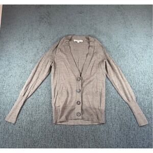 Ann Taylor Loft Womens XS Taupe Brown Button Front Knit Cardigan Sweater Pocket